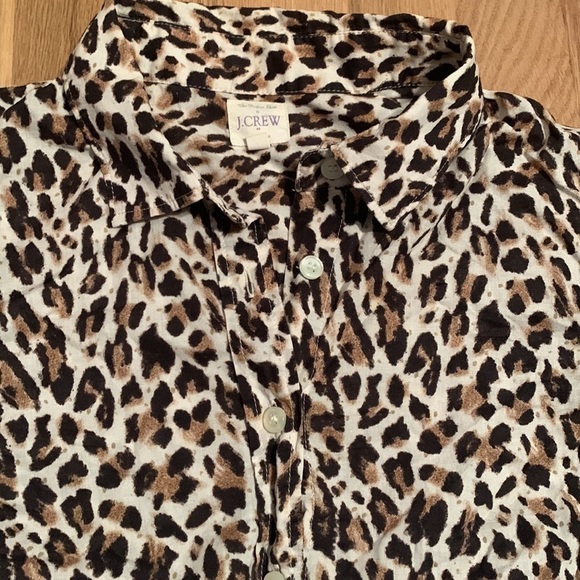 J. Crew The Perfect Shirt Long Sleeve Button Down Leopard Print Women’s XS - Picture 4 of 13